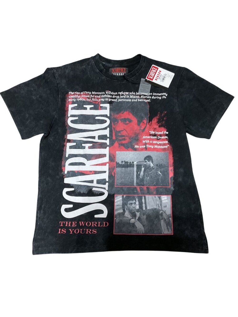 NWT Scarface Tie-Dye Graphic T-Shirt Large By Reason Black & Red Cotton Blend